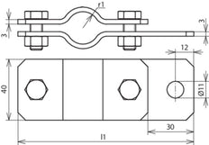 Dehn Earthing Pipe Clamp D 26.9mm St Tzn With Hole D 11mm - 410034