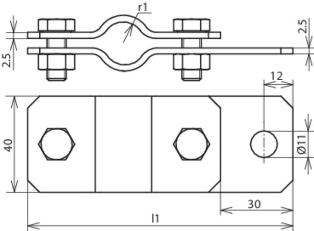 Dehn Earthing Pipe Clamp D 34mm With Bore D 11mm StSt V2A - 410339