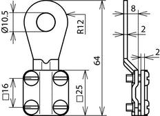 Dehn Earthing Cable Lug 6-16mm Type D Closed M10 Supply No. 5940-12-156 - 444009