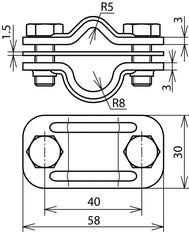 Dehn Bimetallic Uni Disconnecting Clamp Cu-St/tZn Rd 8-10/16mm - 460507