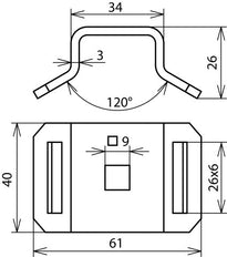 Dehn Bracket For 25mm Tension Strap With Square Hole - 106320 [2 pieces]