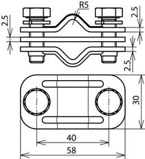 Dehn Uni Disconnect Clamp Stainless Steel 200kA With Intermediate Plate - 459200