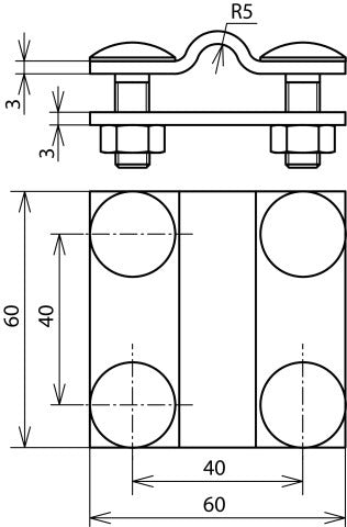 Stainless Steel Cross Unit For Rd 8-10mm Fl 30mm Without Intermedia - 318239