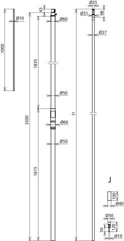 Dehn HVI Power Conductor D27mm Cu Kit With Support Tube L3500mm - 819430