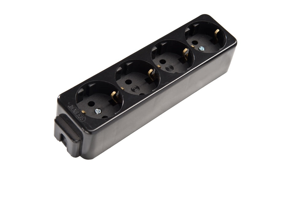 Four Way Socket Roma Martin Kaiser 4-Way Socket With Earthing Contact And Eyelet Black (Eur ...