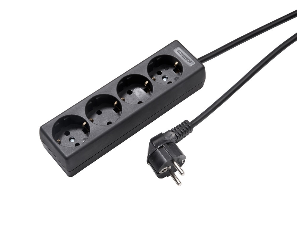 Martin Kaiser 4-Way Socket With Earthing Contact Cable 1.5m Black - 1040ZL/15W/sw [10 Pieces]
