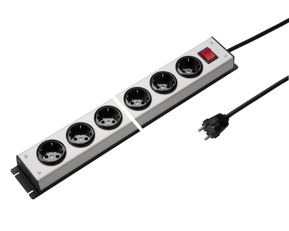 Martin Kaiser 6-Way Power Strip with 35 Degree Earthing Contact Switch - 1056ZL6L-SW15 [10 Pieces]