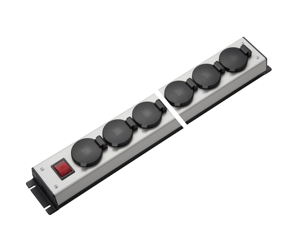 Martin Kaiser Power Outlet Strip 6 Way Hinged Cover IP20 Switch - 1058/6L-SW [10 Pieces]