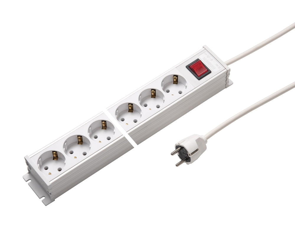 Martin Kaiser Power Outlet Strip 6-Way 45 degrees Earth Contact Switch Shutter 1.5m - 1101KZL6ws15 [10 Pieces]