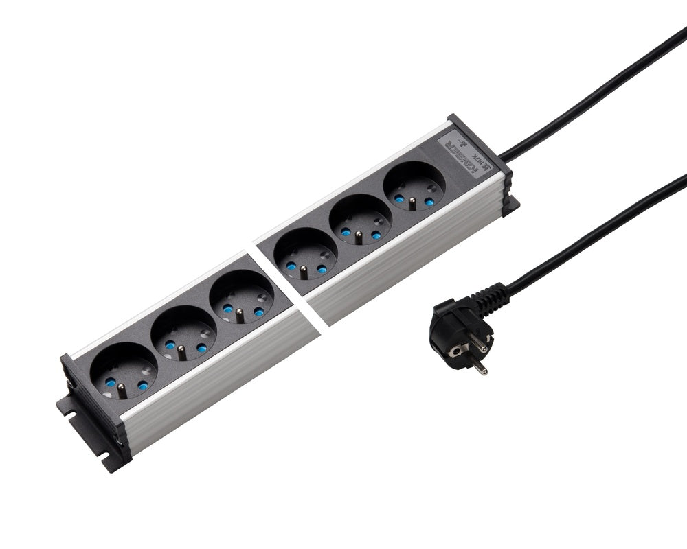 Martin Kaiser Power Strip 10-Way 45 degrees Earthing Pin Shutter Cable 1.5m - 1117KZL10l-sw15 [10 Pieces]