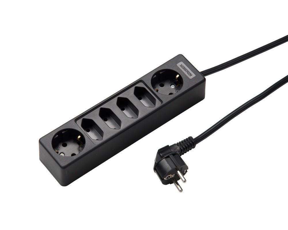 Martin Kaiser 6-Way Socket With 2 Schuko and 4 Euro Outlets 1.5m Cable - 1012ZL/15W/sw [10 Pieces]