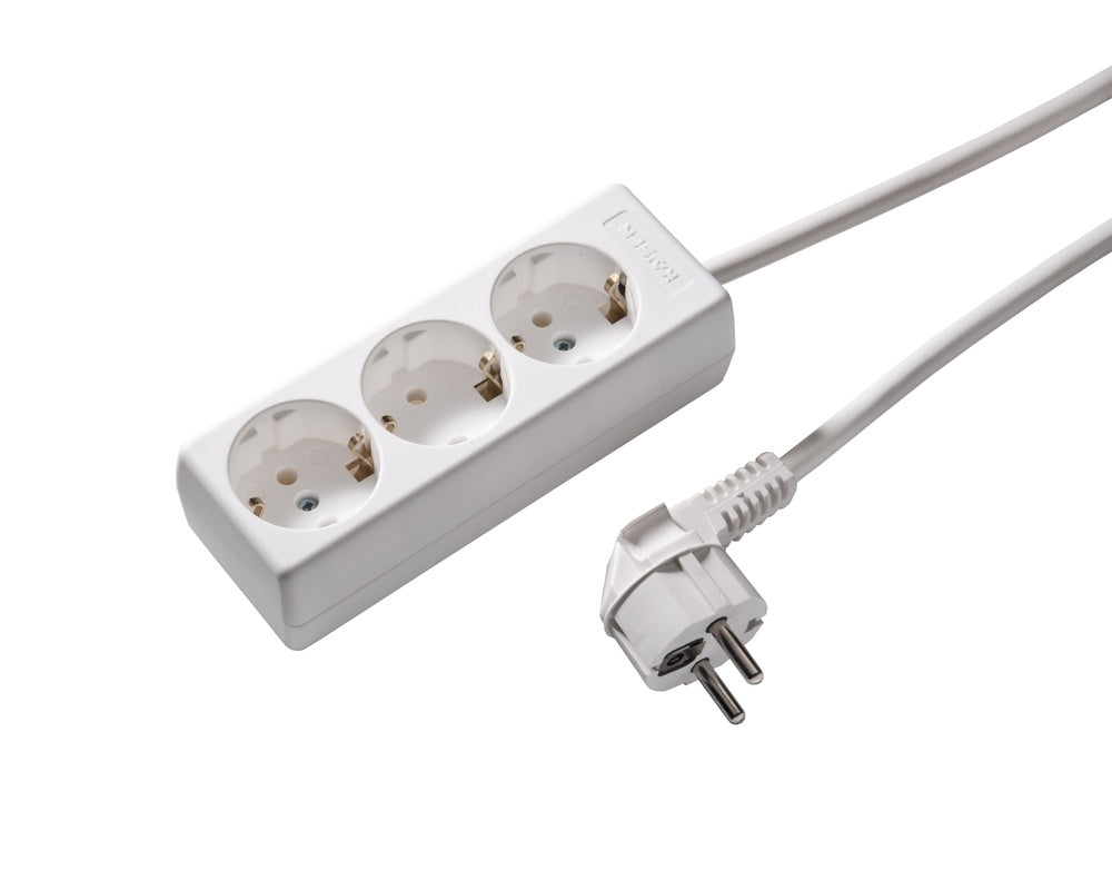 Martin Kaiser 3-Way Socket Earthing Contact Cable 1.5m Arctic White - 1030ZL/15W/kws [10 Pieces]