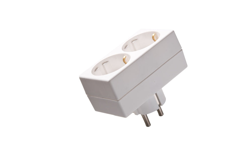 Martin Kaiser Adapter Plug 2-Way Earthing Contact Horizontal Arctic Wh ...