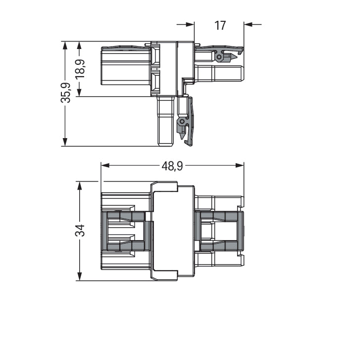 Wago 3-Pole T-Distribution Connector With Lock Clips - 770-615 [2 Pieces]