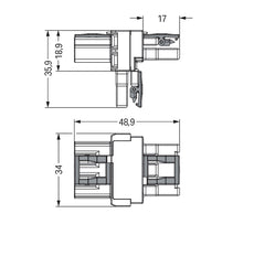 Wago 3-Pole T-Distribution Connector With Lock Clips - 770-615 [2 Pieces]