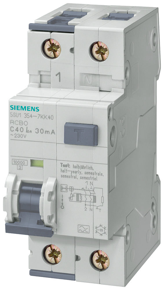 Siemens 6A RCBO Circuit Breaker 30mA Type A 10kA - 5SU13547KK06