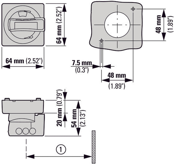 Eaton PKE-XH Door Coupling Rotary Handle Black - 142416