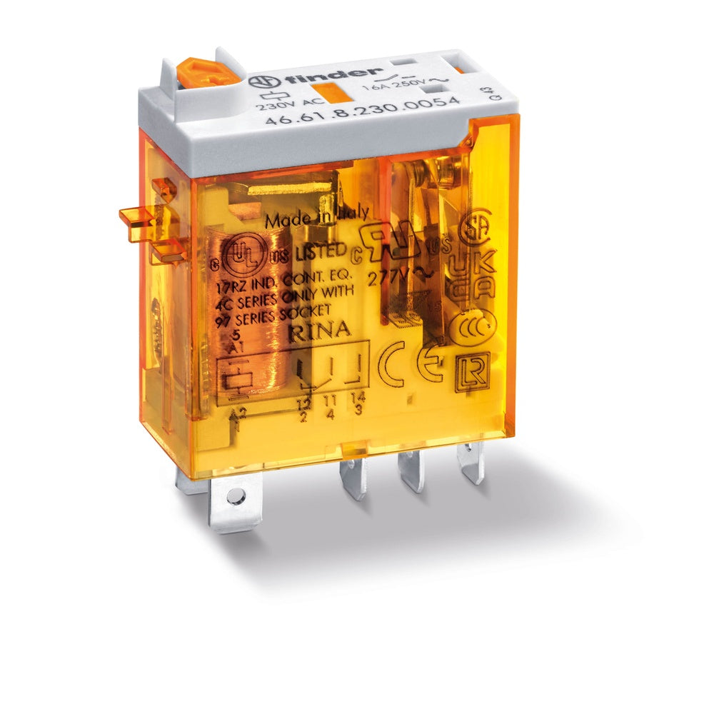 Finder Industrial Relay 16A 24VAC With LED And Test Button - 46.61.8.024.0054