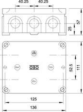 Universal Junction Box IP54 10xM20 136x111x57mm - 2002345