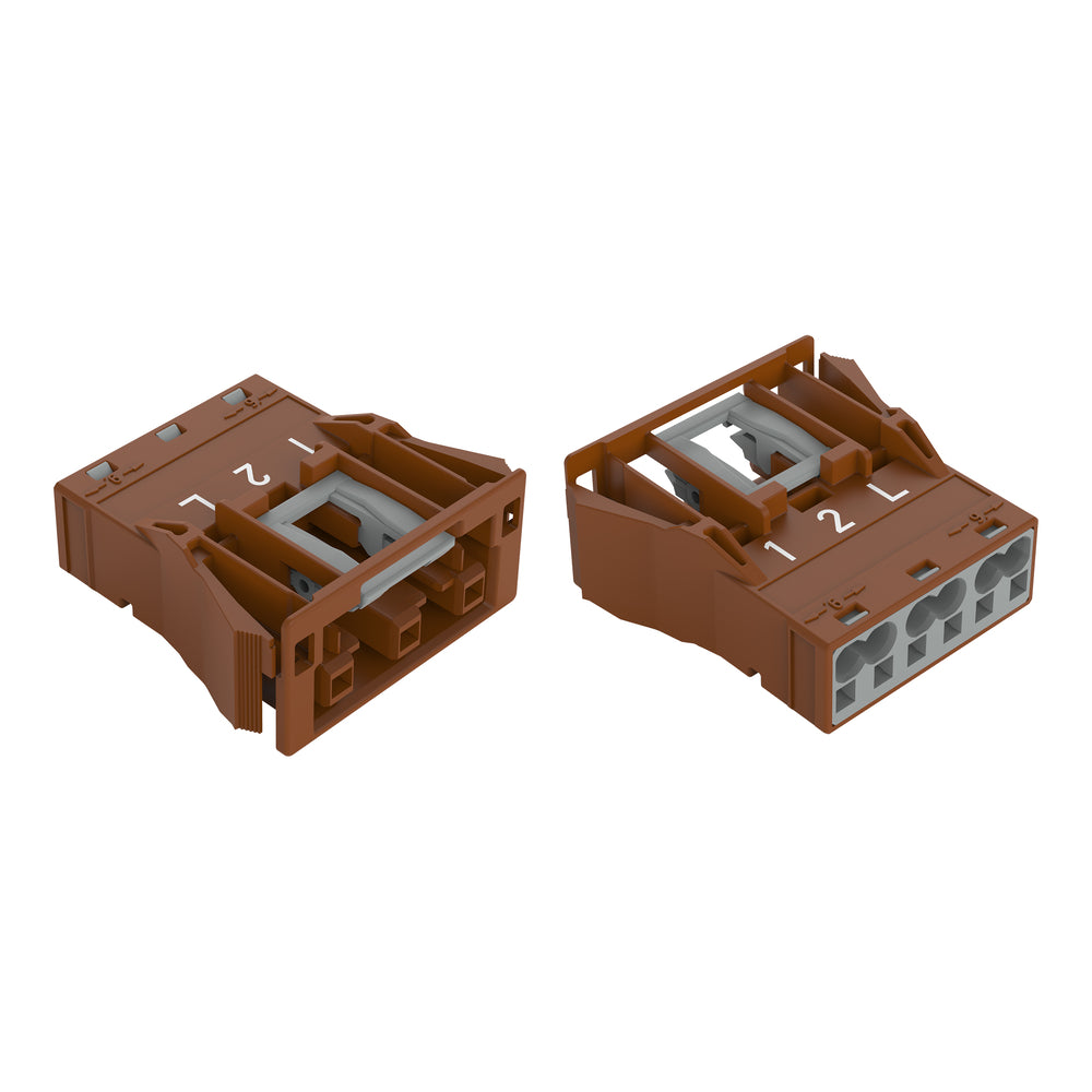 Wago 3-Pole Snap-In Socket Brown 4mm² - 770-2363 [2 Pieces]