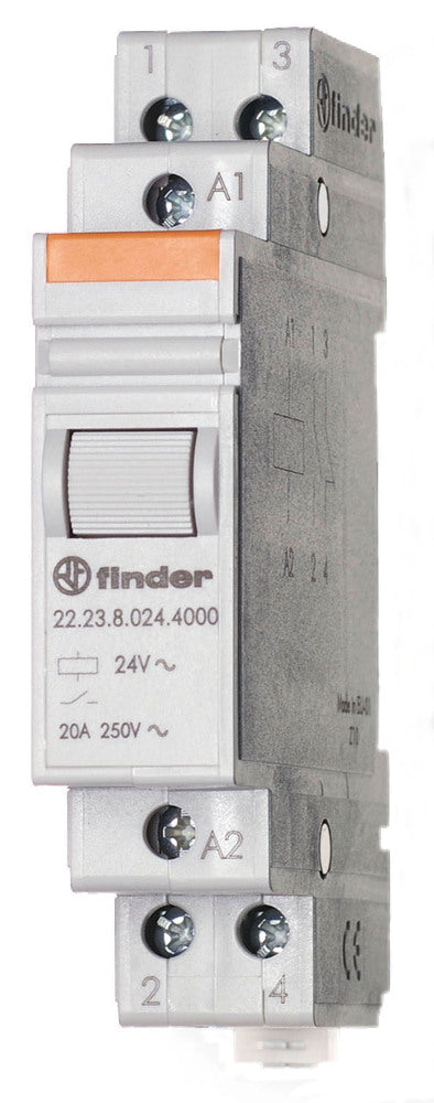 Finder 20A Installation Relay 24VAC NO NC DIN Rail Mount - 22.23.8.024.4000