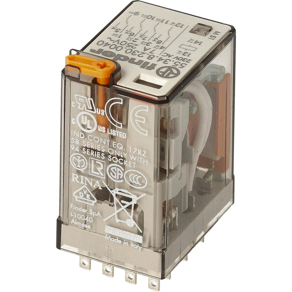 Finder 55.34 Industrial Relay 4CO 7A 230VAC With Test Button - 55.34.8.230.0040