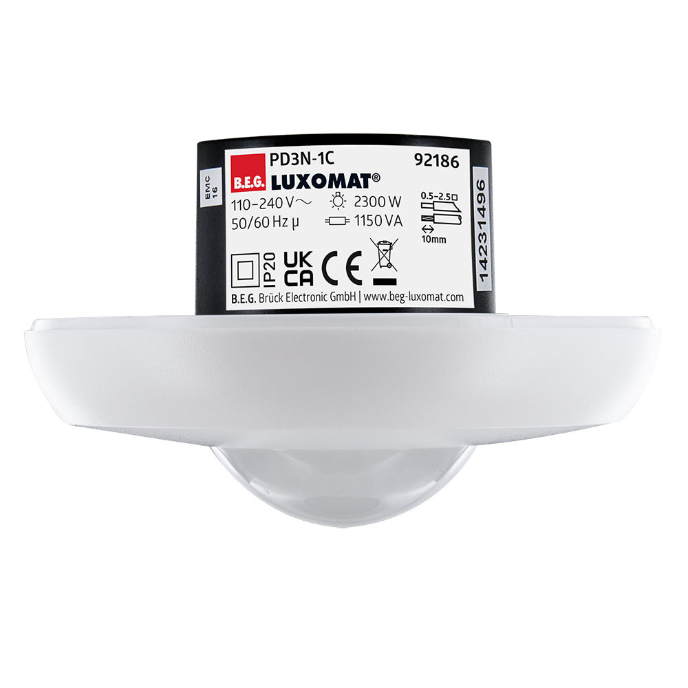 BEG PD3N Ceiling Motion Detector 360° IP20 10M Range - 92186 | Tameson.com