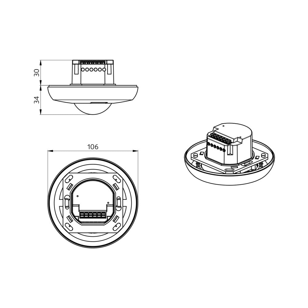 BEG PD3N Ceiling Motion Detector 360° IP20 10M Range - 92186