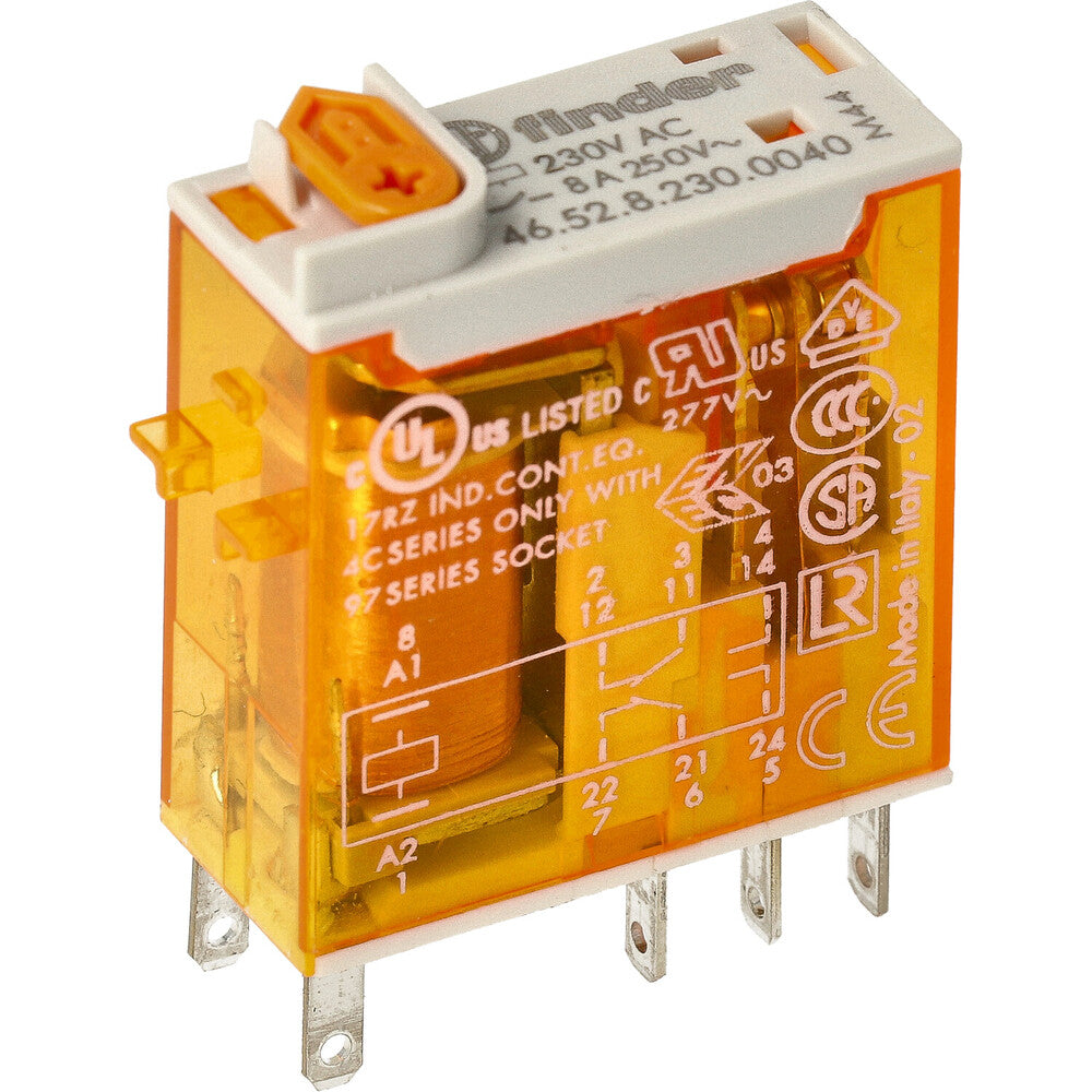 Finder 46 Series Industrial Mini Relay 2CO 8A 230VAC - 46.52.8.230.0040