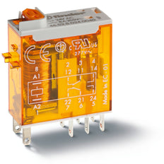 Finder Industrial Mini Relay 2CO 8A 24VAC With Test Button - 46.52.8.024.0040