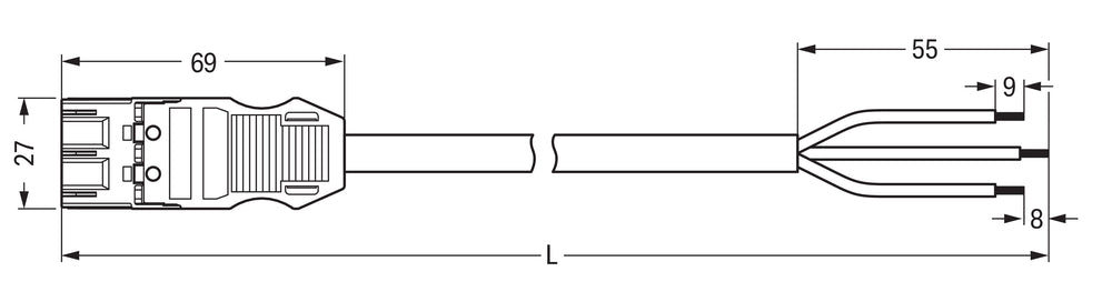Wago Pre-Assembled 3-Pole Connecting Cable 2.5mm² - 771-9993/207-101