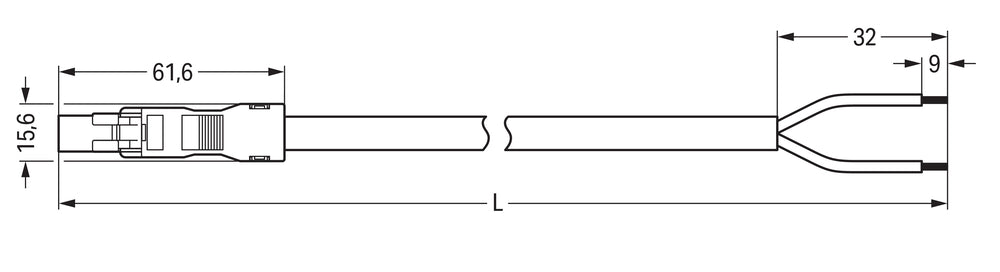Pre-Assembled Connecting Cable 2x1.5mm² Blue 3M - 891-8382/266-301