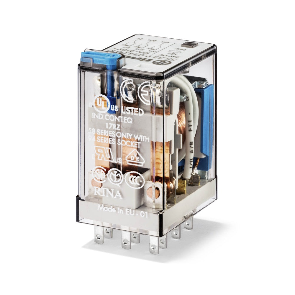 Finder 3CO Industrial Relay 24VDC 10A With Test Button - 55.33.9.024.0010