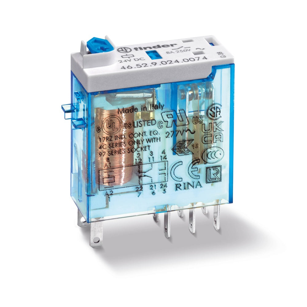 Finder 46.52 Mini Industrial Relay 8A 24VDC 2CO - 46.52.9.024.0040