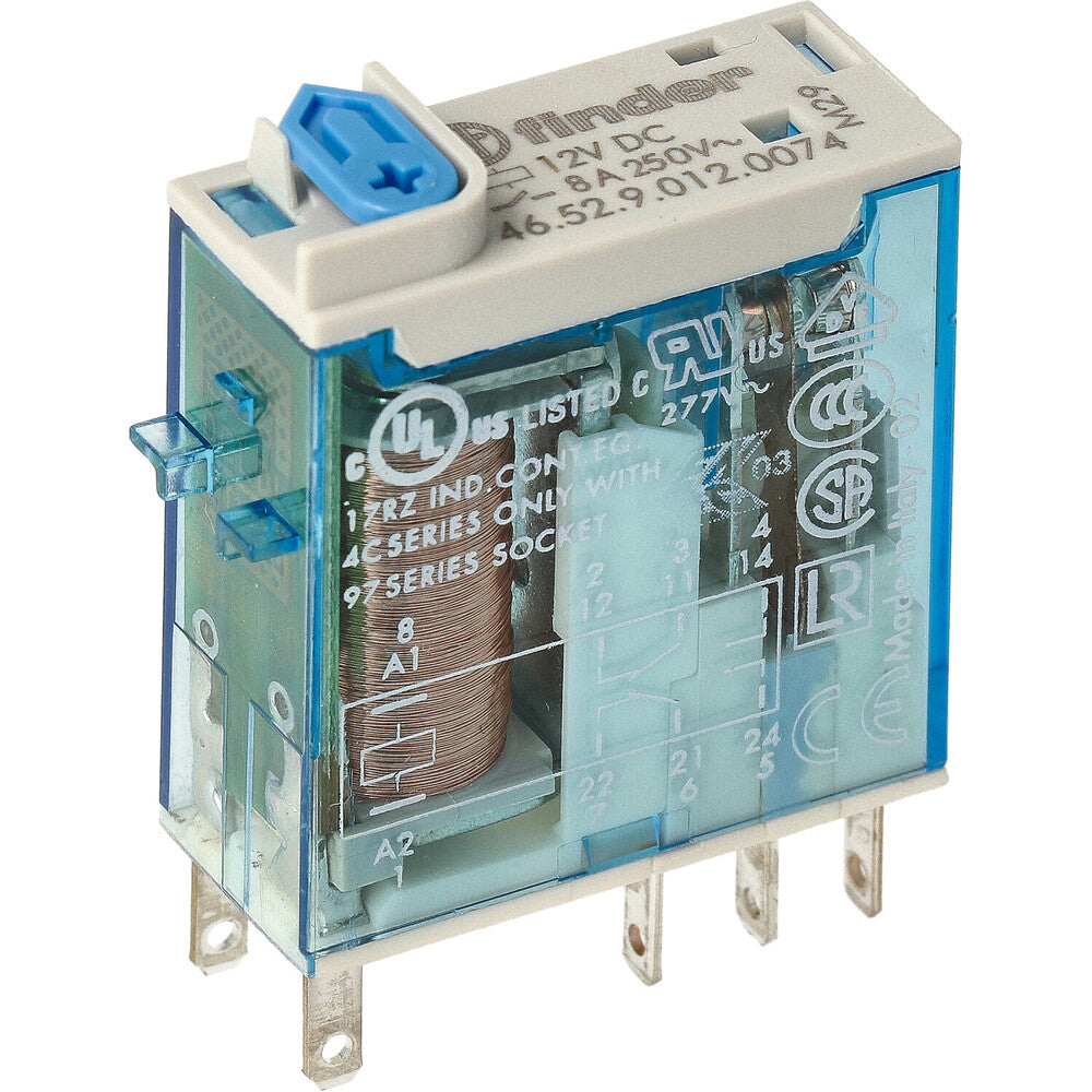 Finder 46 Series Industrial Mini Relay 12VDC 8A DPDT - 46.52.9.012.0074