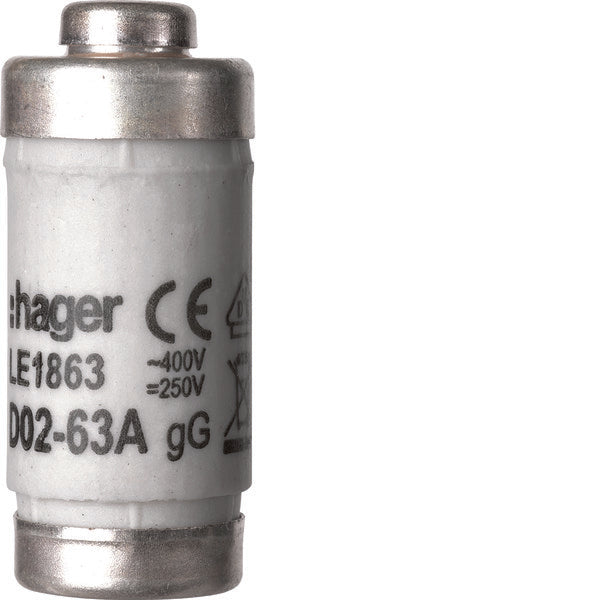 Hager D02 Fuse Link 63A 400V With Indicator - LE1863 [2 Pieces]