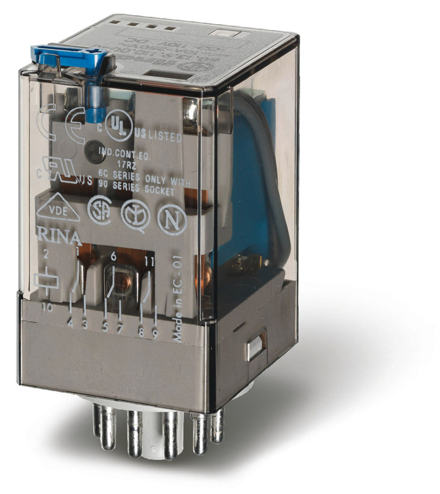 Finder Industrial Relay 3CO 10A 24VDC With Test Button - 60.13.9.024.0040