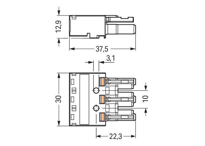 WAGO 770-203 WINSTA MIDI 3-Pole Female Connector Black - 770-203 [2 Pieces]
