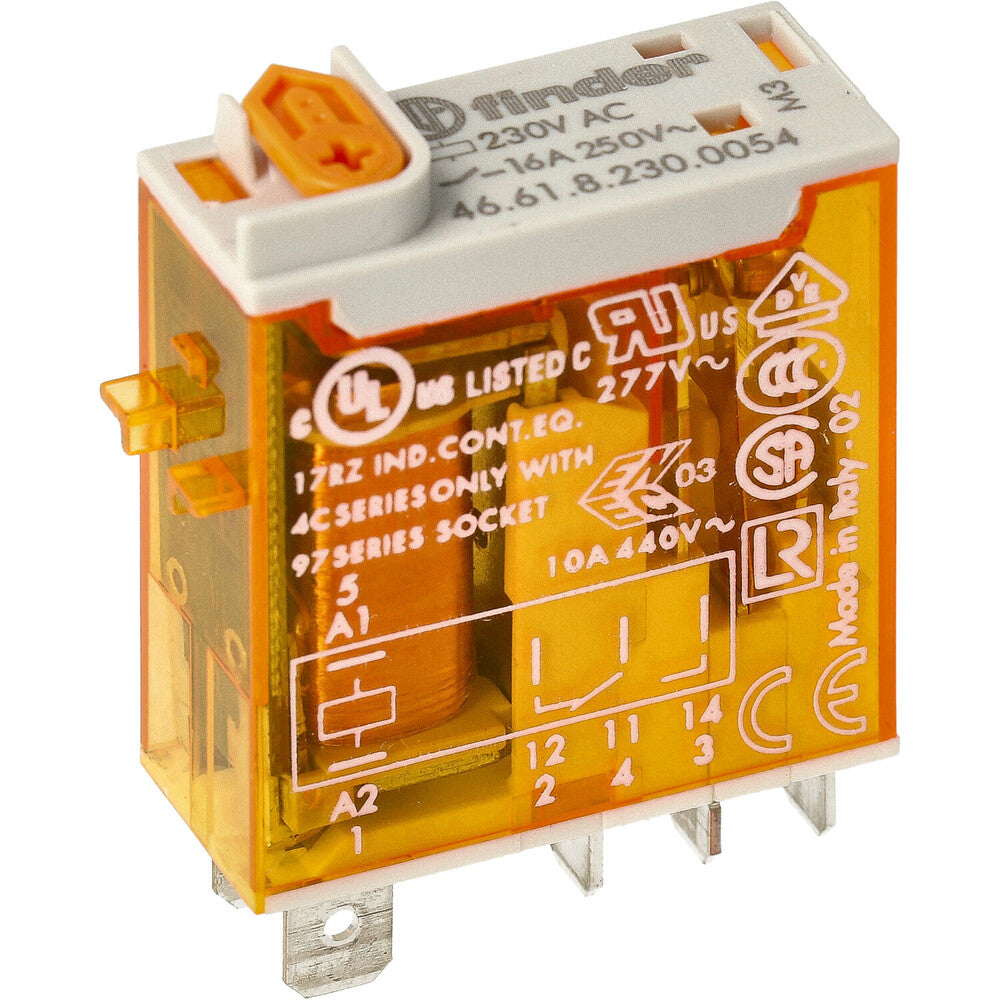Finder 16A Industrial Relay With LED And Test Button - 46.61.8.230.0054 ...