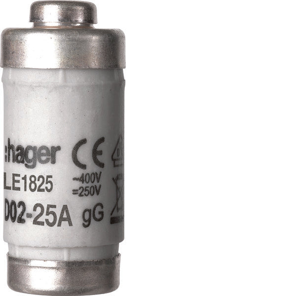 Hager D02 Fuse Link 25A 400V With Indicator - LE1825 [10 Pieces]