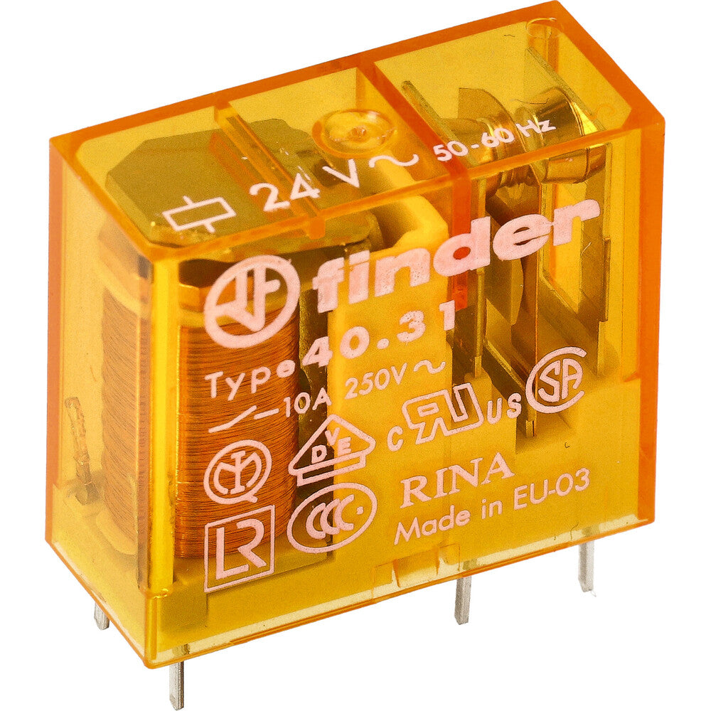 Finder 40.31 PCB Relay 10A 24VAC Single Pole - 40.31.8.024.0000