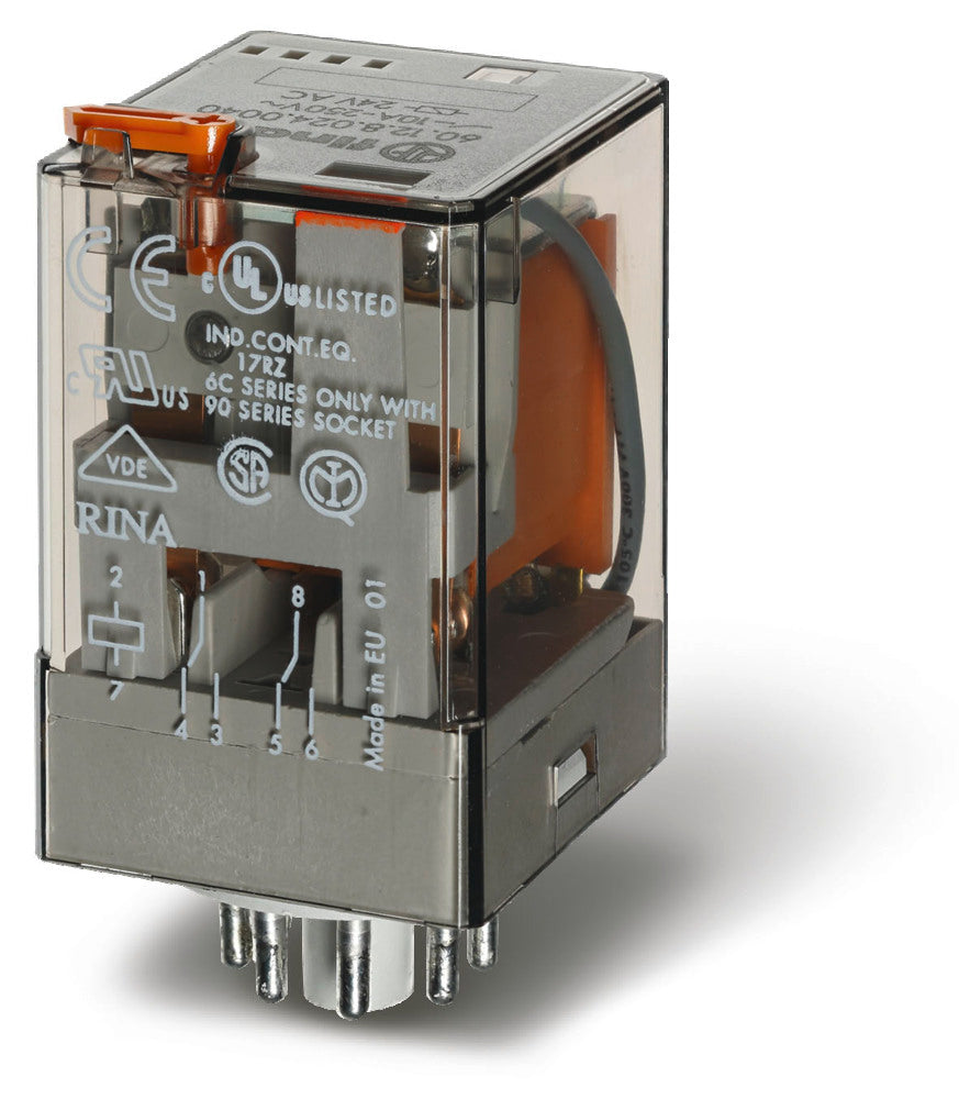 Finder Industrial Relay 230V AC 10A Dual CO Contact - 60.12.8.230.0040