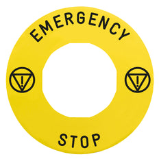Harmony 60mm Yellow Emergency Stop Legend Plate - ZBY9330T [2 Pieces]