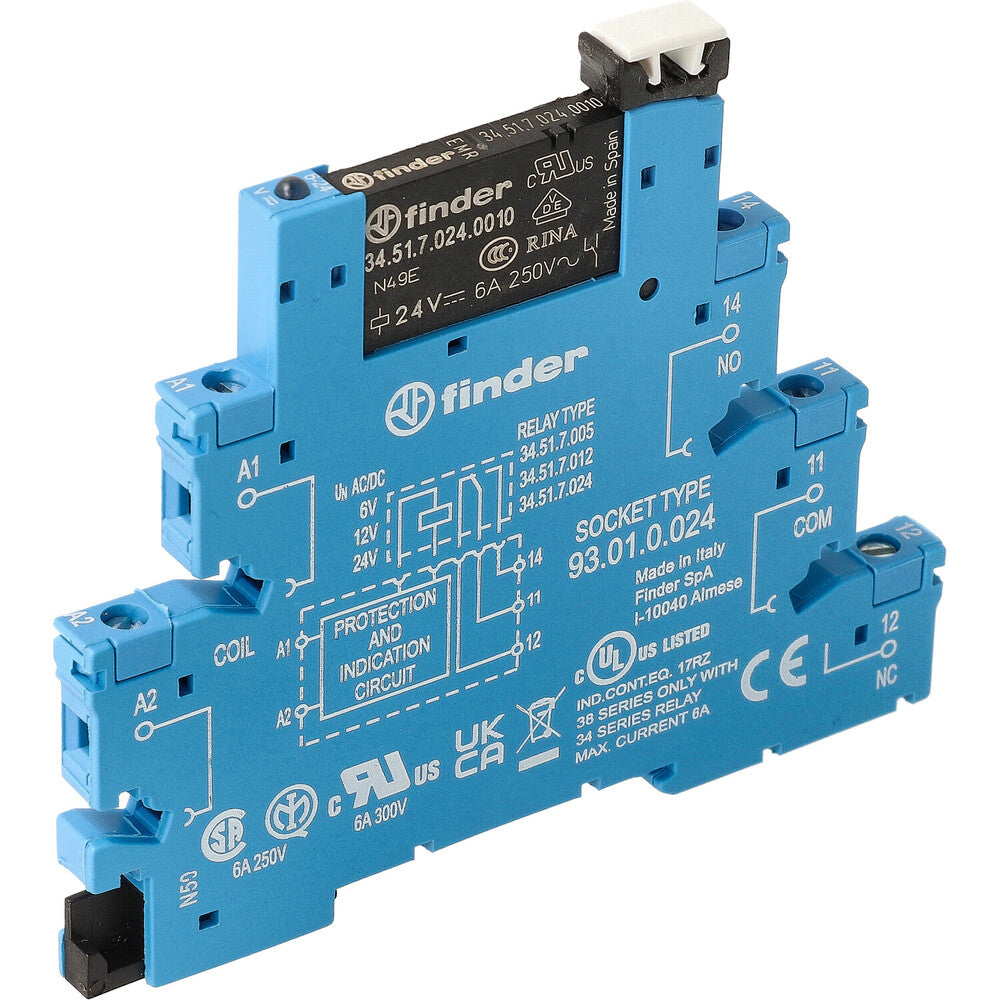 Finder 38.51 Interface Relay 6A 24V AC/DC With LED - 38.51.0.024.0060