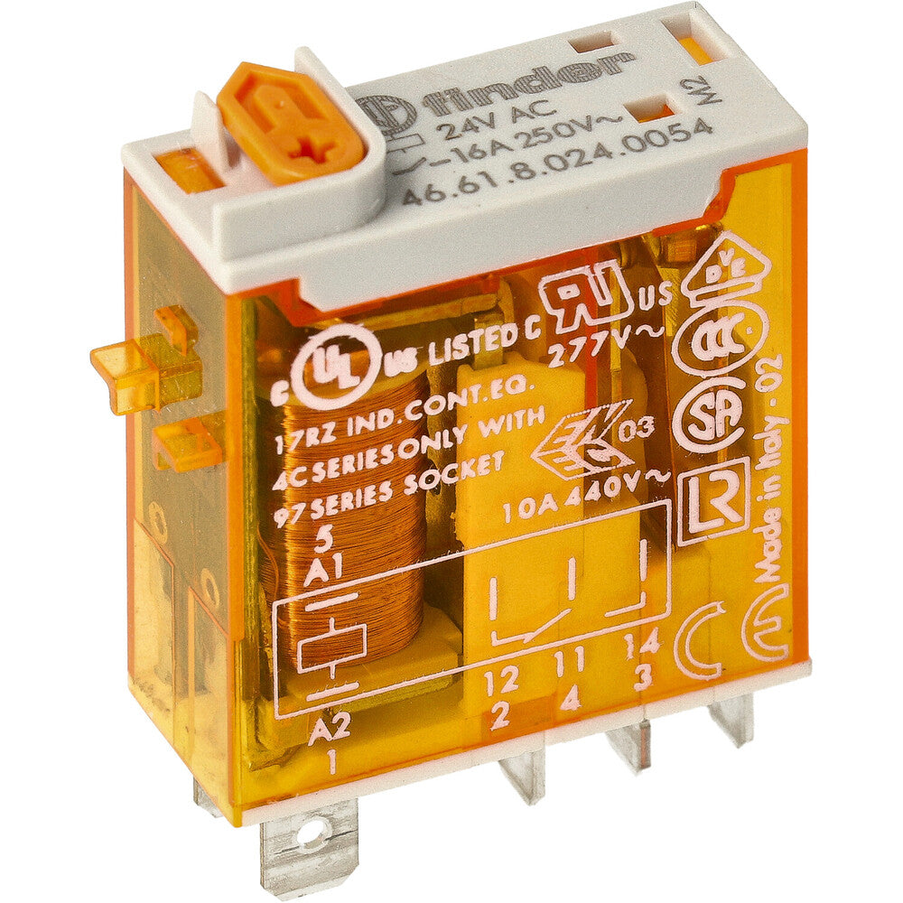 46 61 Finder Industrial Relay 16A 24VAC With LED And Test Button - 46.61.8.0 ...