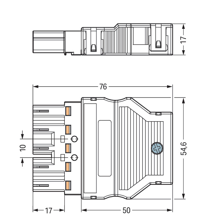 Wago Winsta Midi 770-315 5-Pole Connector With Strain Relief - 770-315