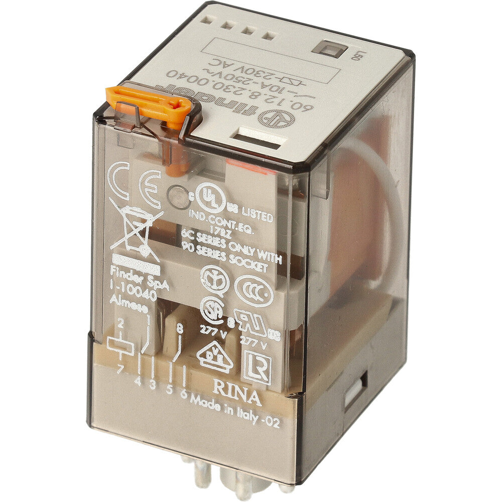 Finder Industrial Relay 230V AC 10A Dual CO Contact - 60.12.8.230.0040 ...