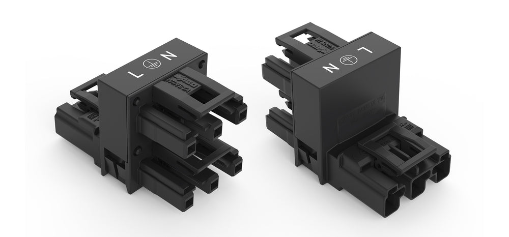 Wago 770-636 3-Pole H-Distribution Connector Black - 770-636