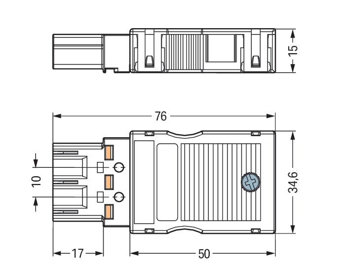 WAGO 3-Pole White Connector With Strain Relief Housing - 770-133 [2 Pieces]