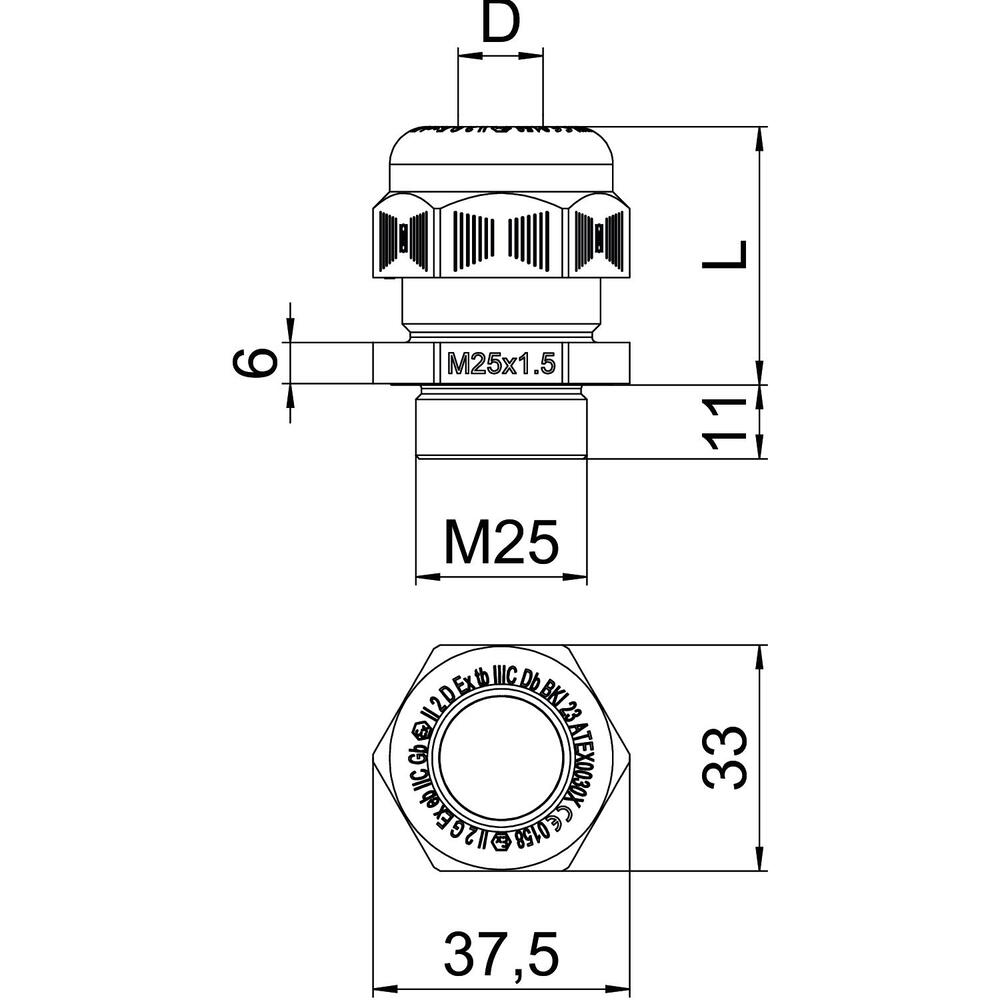Explosion-Proof M25 Cable Gland IP68 Polyamide Black - 2050331 [2 Piec ...